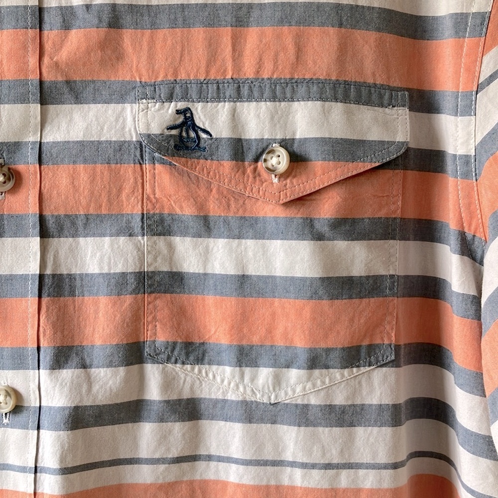 Original Penguin Short Sleeve Shirt Striped Multicolor Size XL - Picture 4 of 14